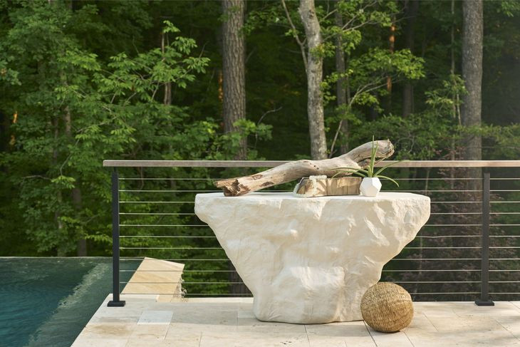 Azure White Concrete Free Form Cliffside Outdoor Console Table