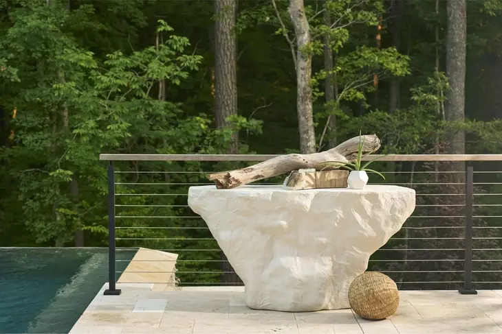 Oasis White Concrete Free Form Cliffside Outdoor Console Table