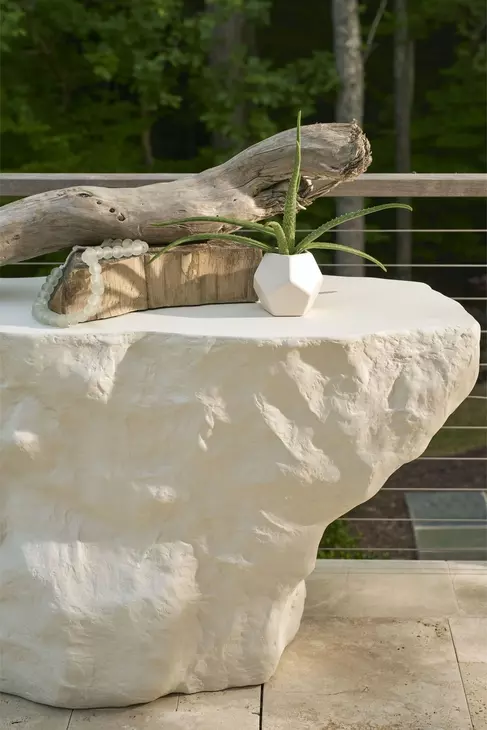 Oasis White Concrete Free Form Cliffside Outdoor Console Table