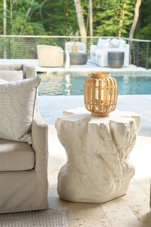 Azure White Concrete Free Form Cliffside Outdoor Accent Table