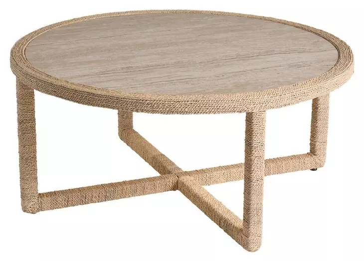 Oasis Abaca and Travertine Occasional Table Set