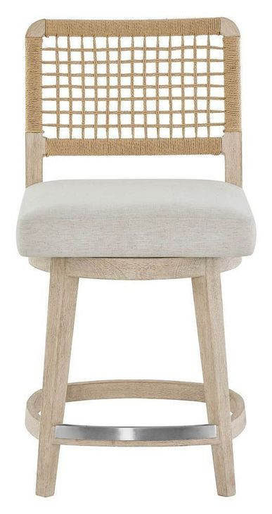 Oasis Dockside and Nomad Snow Performance Fabric Woven Back Swivel Counter Height Stool