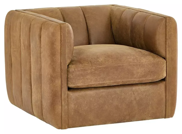 Vesta Winchester Sycamore Leather Upholstered Swivel Chair
