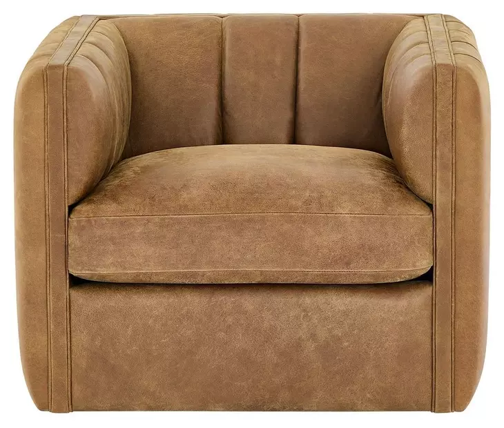 Vesta Winchester Sycamore Leather Upholstered Swivel Chair