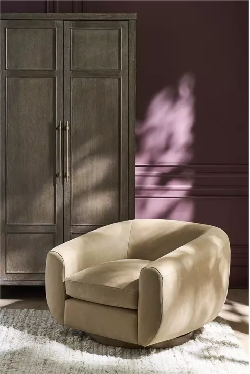 Fitz Vail Toffee Leather Upholstered Swivel Chair