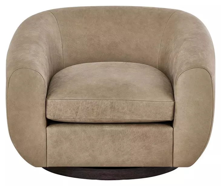 Fitz Vail Toffee Leather Upholstered Swivel Chair