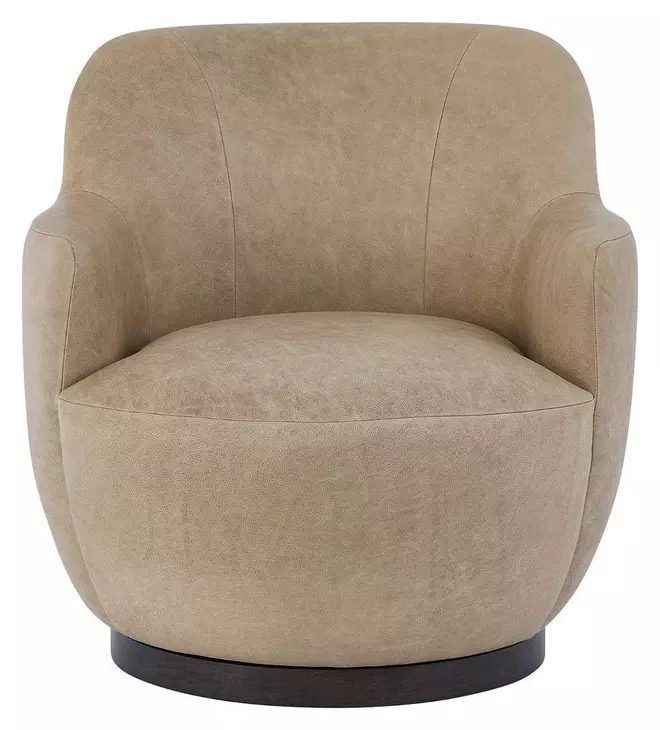 Chloe Nehir Caribou Leather Upholstered Swivel Chair