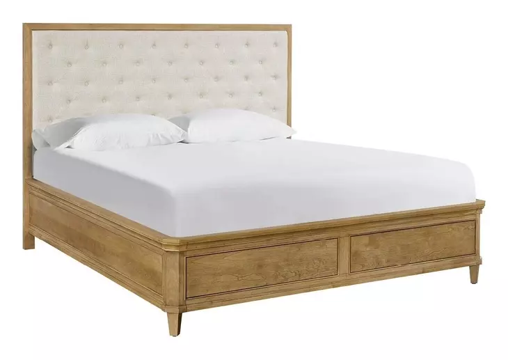Birchaven Beige and Natural King Upholstered Storage Panel Bed