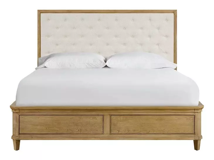 Birchaven Beige and Natural King Upholstered Storage Panel Bed