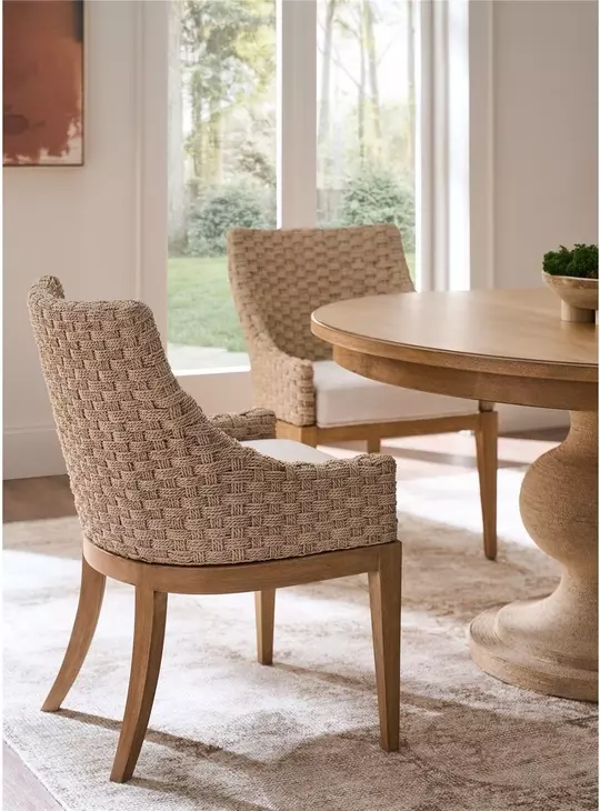 Oakmere White Upholstered Woven Arm Chair