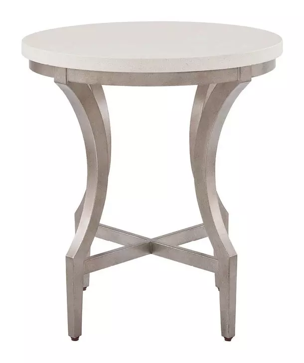 Oakmere White and Gold Round Quartz Top End Table