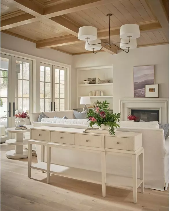 Oakmere Beige Rectangular Meadow Console Table