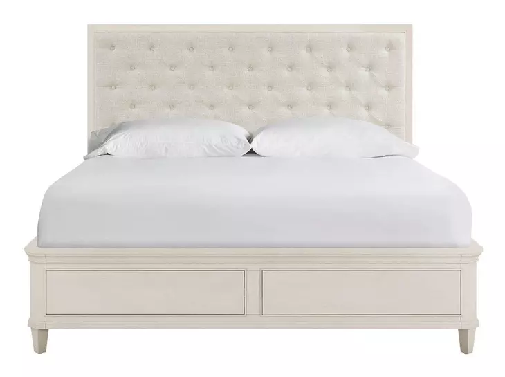 Birchaven Beige and Willow King Upholstered Storage Panel Bed