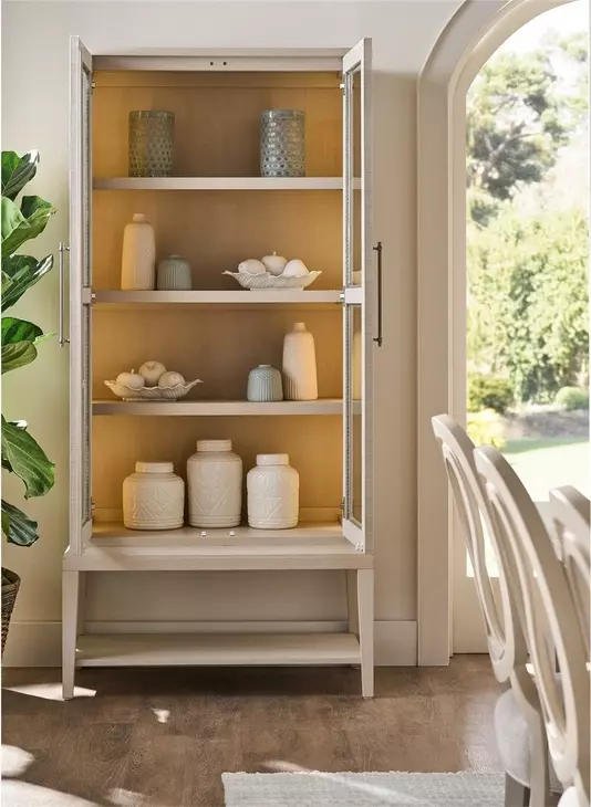 Oakmere Taupe 2 Glass Door Meadow Display Cabinet with LED