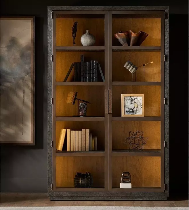 Modern Veil and Smoked Gold 2 Door Display Cabinet with LED