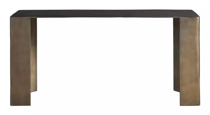 Modern Black Nickel Outdoor Rectangular Eclipse Console Table