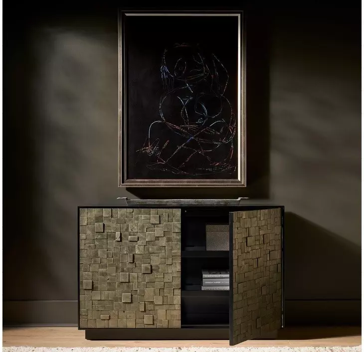 Evermont Matte Black and Pyrite 2 Door Cosmo Hall Chest