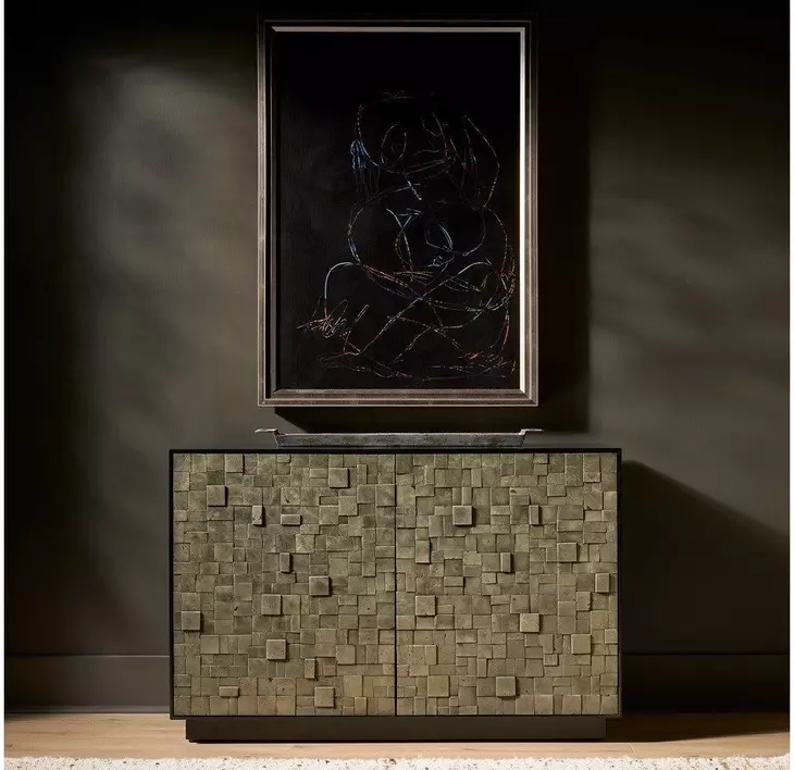 Evermont Matte Black and Pyrite 2 Door Cosmo Hall Chest