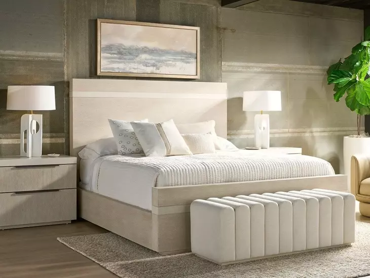 Evermont Beige Upholstered Strata Bed Bench