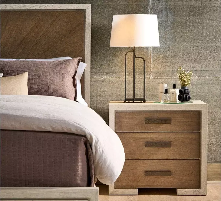 Evermont Mist Oak and Haze 3 Drawer Nightstand with USB Charging