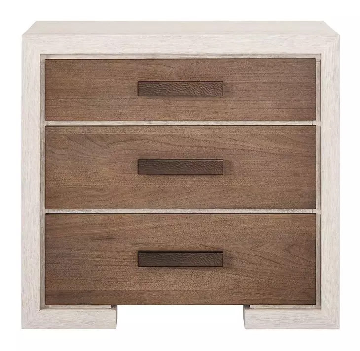 Evermont Mist Oak and Haze 3 Drawer Nightstand with USB Charging