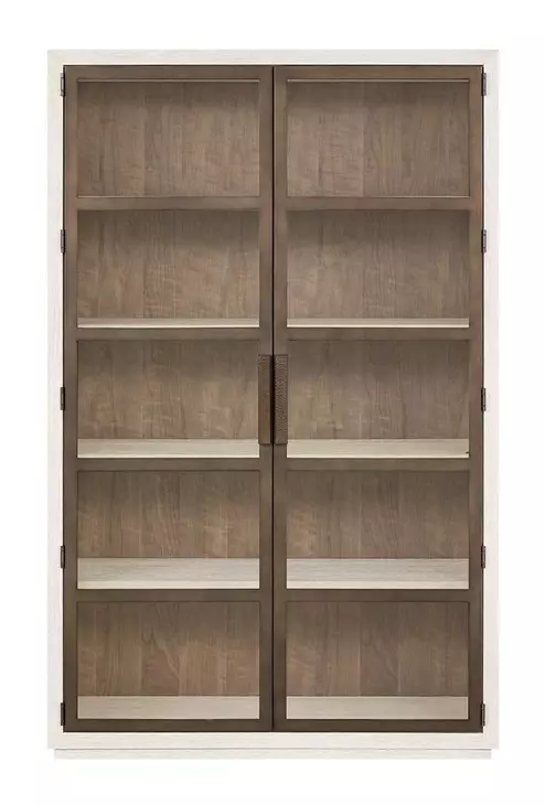 Haze Beige and Brown 2 Door Display Cabinet with LED