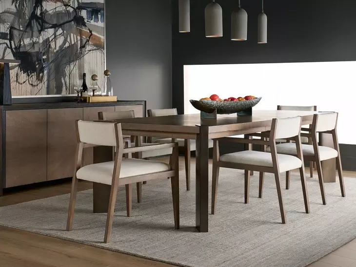Evermont Haze and Smoked Gold 122" Extendable Rectangular Dining Table