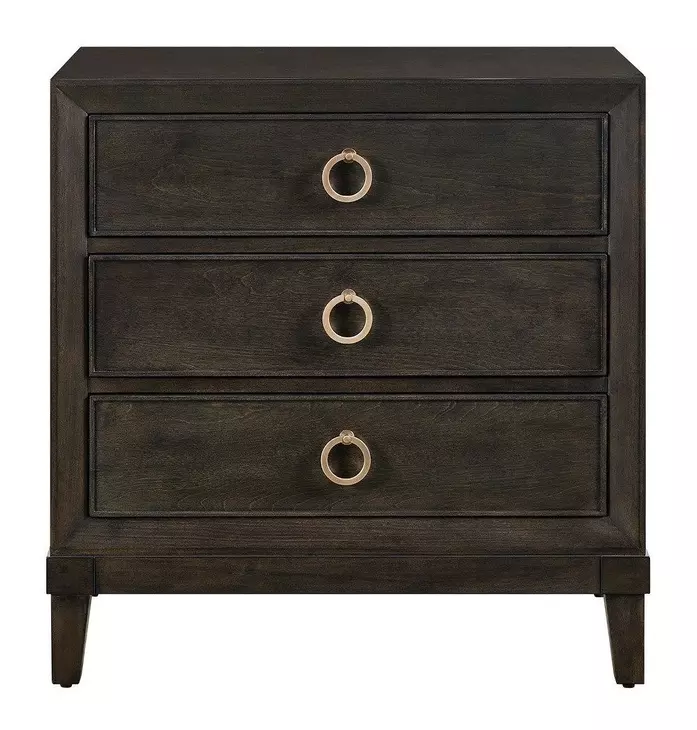 Realm Brown 3 Drawer Nightstand with USB Charging