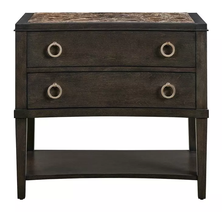 Realm Dark Emperador and Brown 2 Drawer Open Nightstand with USB Charging