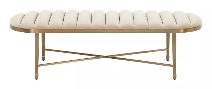 Realm Beige Upholstered Bed Bench