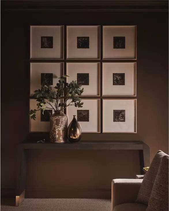 Realm Brown and Dusty Bronze Rectangular Embossed Console