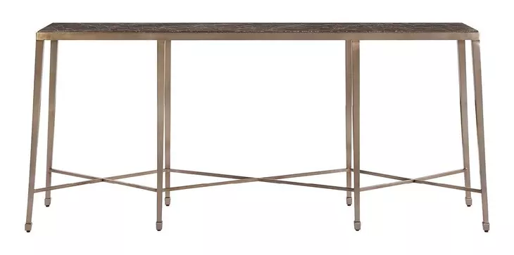 Realm Dark Emperador and Dusty Bronze Rectangular Stone Top Console Table
