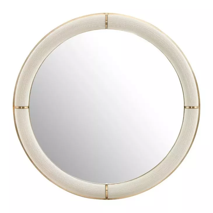 Paloma Beige and Gold Round Wall Mirror