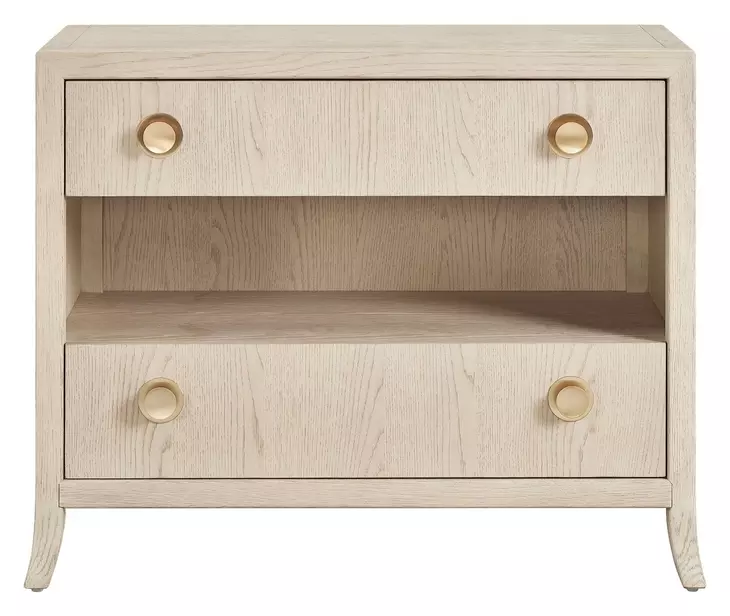 Elegance Brown 2 Drawer Open Nightstand with USB Charging and LED
