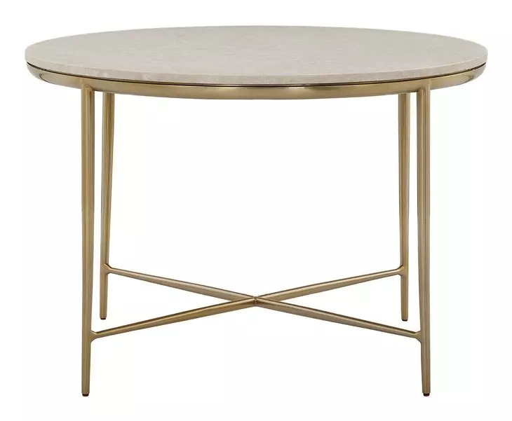 Elegance Amalfi Cream and Desert Gold 45" Round Stone Top Dining Table