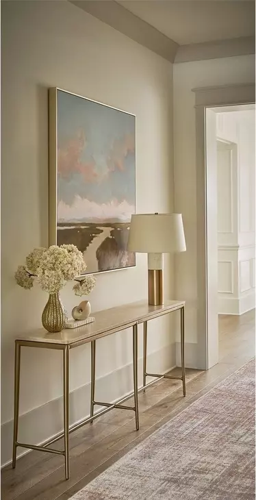Elegance Amalfi Cream and Desert Gold Rectangular Stone Top Console Table