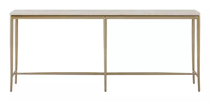 Elegance Amalfi Cream and Desert Gold Rectangular Stone Top Console Table