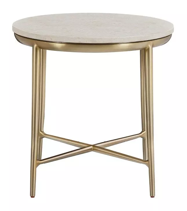 Elegance Amalfi and Desert Gold Round Stone Top End Table