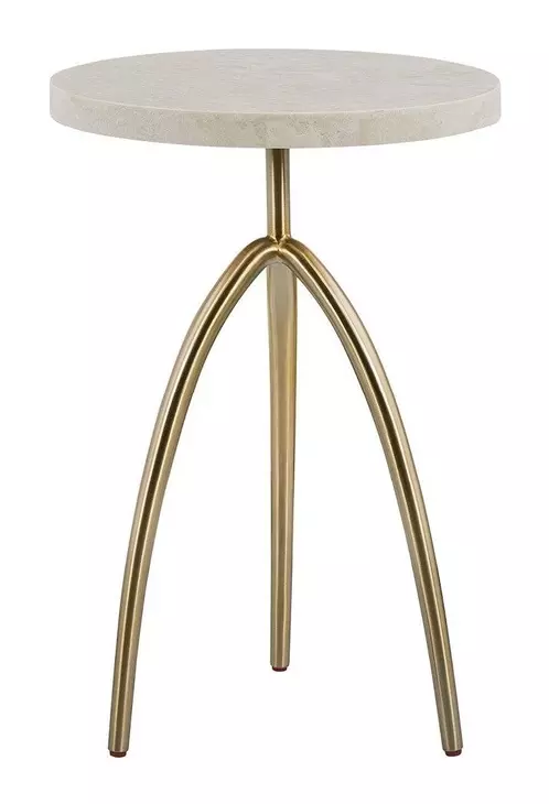 Elegance Desert Gold and Amalfi Cream Round Stone Top Side Table