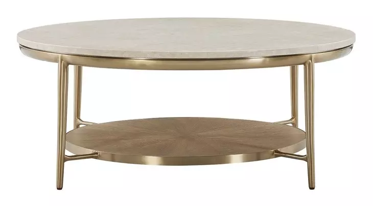 Elegance Amalfi Cream and Desert Gold Round Stone Top Cocktail Table