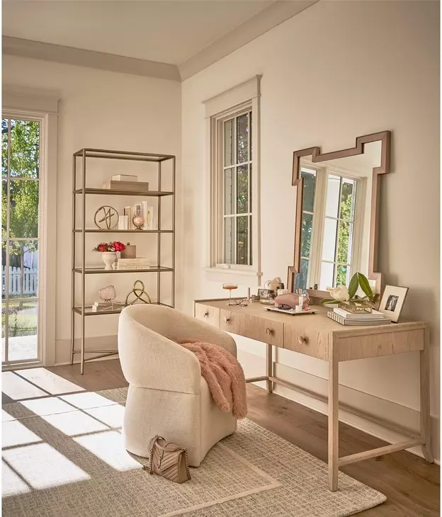 Velora Cream Upholstered Arm Chair with Casters
