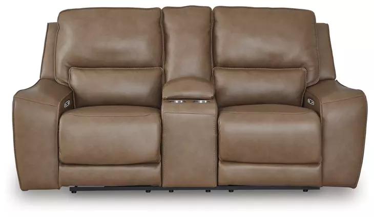Silverbrooke Caramel Leather 81" Zero Gravity Power Reclining Loveseat with USB Charging
