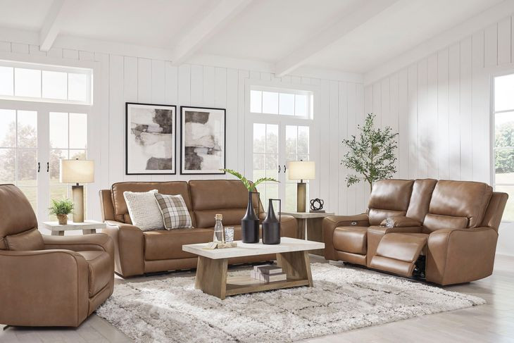 Spear Hill Caramel Leather Power Reclining Living Room Set
