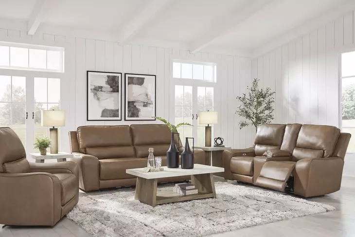 Silverbrooke Caramel Leather Power Reclining Living Room Set