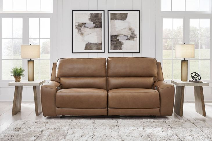 Spear Hill Caramel Leather 92" Zero Gravity Power Reclining Sofa with USB Charging