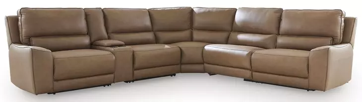 Silverbrooke Caramel Leather 6 Piece Modular Power Reclining Sectional with USB Charging