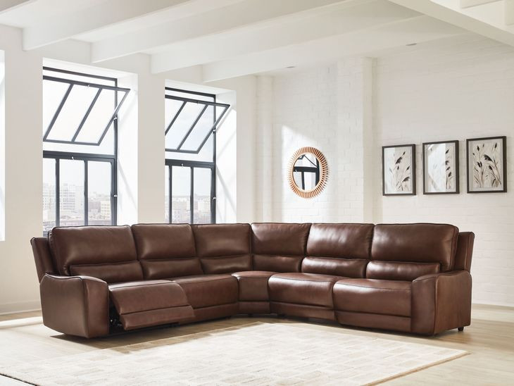 Spear Hill Canyon Leather 5 Piece Modular Power Reclining Sectional with USB Charging