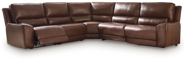 Spear Hill Canyon Leather 5 Piece Modular Power Reclining Sectional with USB Charging