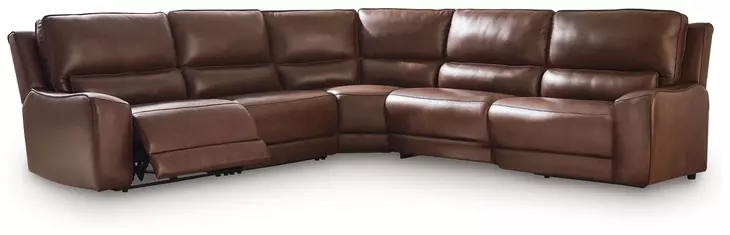 Silverbrooke Canyon Leather 5 Piece Modular Power Reclining Sectional with USB Charging