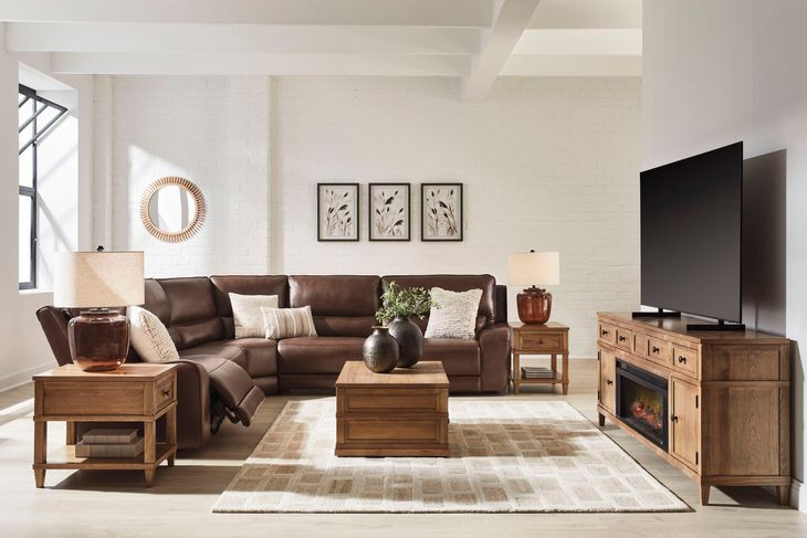 Spear Hill Canyon Leather 5 Piece Modular Power Reclining Sectional with USB Charging